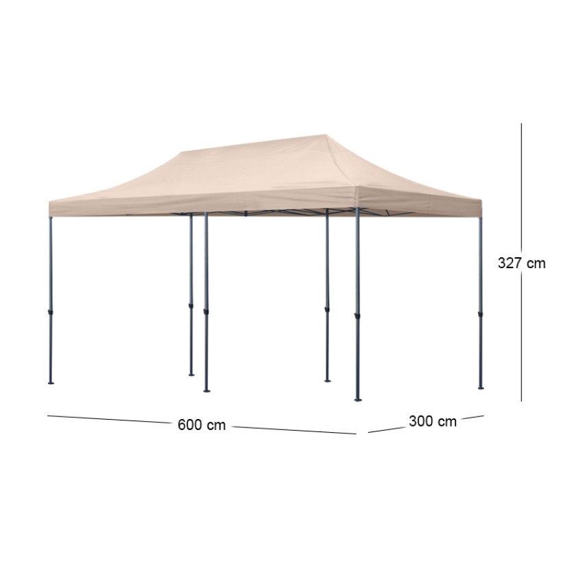 Κιόσκι - Gazebo Bari πτυσσόμενο μεταλλικός σκελετός - αδιάβροχο ύφασμα χρώμα της άμμου 3x6x3,27m.