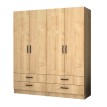 Ντουλάπα ρούχων Ricardo τετράφυλλη χρώμα φυσικό οξιάς 160x51,8x181εκ.