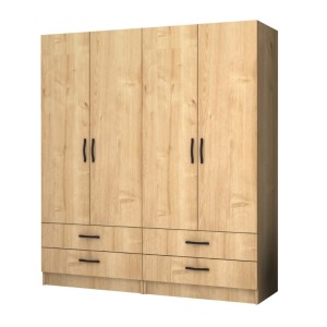 Ντουλάπα ρούχων Ricardo τετράφυλλη χρώμα φυσικό οξιάς 160x51,8x181εκ.