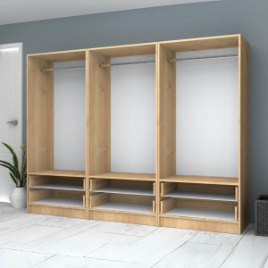 Ντουλάπα ρούχων Ricardo εξάφυλλη χρώμα φυσικό οξιάς 240x51,8x181εκ.