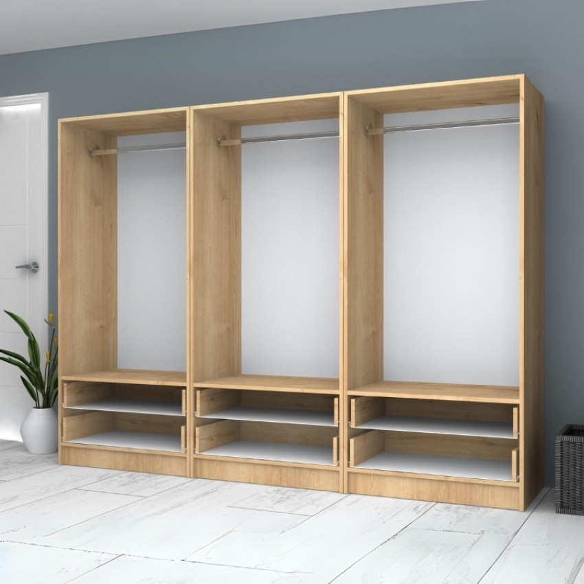 Ντουλάπα ρούχων Ricardo εξάφυλλη χρώμα φυσικό οξιάς 240x51,8x181εκ.