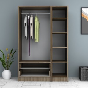 Ντουλάπα ρούχων Ricardo τρίφυλλη με συρτάρια χρώμα καρυδί 120x51,8x181εκ.