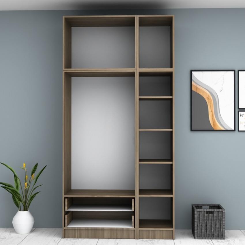 Ντουλάπα ρούχων Ricardo τρίφυλλη με πατάρι και συρτάρια χρώμα καρυδί 120x51,8x240εκ.