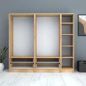 Ντουλάπα ρούχων Ricardo πεντάφυλλη χρώμα φυσικό οξιάς 200x51,8x181εκ.