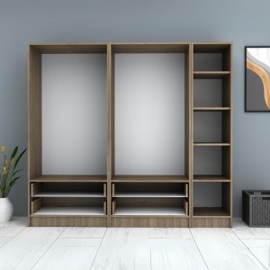 Ντουλάπα ρούχων Ricardo πεντάφυλλη με συρτάρια χρώμα καρυδί 200x51,8x181εκ.