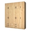 Ντουλάπα ρούχων Ricardo πεντάφυλλη με πατάρι χρώμα φυσικό οξιάς 200x51,8x240εκ.