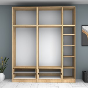 Ντουλάπα ρούχων Ricardo πεντάφυλλη με πατάρι χρώμα φυσικό οξιάς 200x51,8x240εκ.