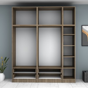 Ντουλάπα ρούχων Ricardo πεντάφυλλη με πατάρι και συρτάρια χρώμα καρυδί 200x51,8x240εκ.