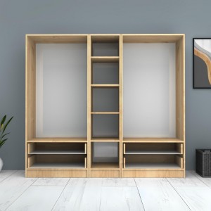 Ντουλάπα ρούχων Ricardo πεντάφυλλη χρώμα φυσικό οξιάς 200x51,8x181εκ.