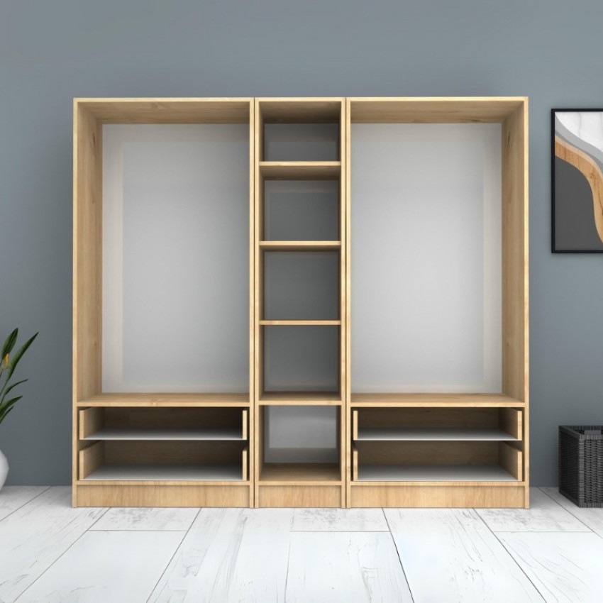 Ντουλάπα ρούχων Ricardo πεντάφυλλη χρώμα φυσικό οξιάς 200x51,8x181εκ.