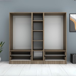 Ντουλάπα ρούχων Ricardo πεντάφυλλη με συρτάρια χρώμα καρυδί 200x51,8x181εκ.