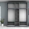 Ντουλάπα Ρούχων Ricardo Πεντάφυλλη με Πατάρι & 4 Συρτάρια Ανθρακί 200x51,8x240 εκ.