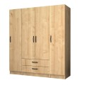 Ντουλάπα ρούχων Ricardo τετράφυλλη χρώμα φυσικό οξιάς 160x51,8x181εκ.