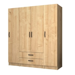 Ντουλάπα ρούχων Ricardo τετράφυλλη χρώμα φυσικό οξιάς 160x51,8x181εκ.