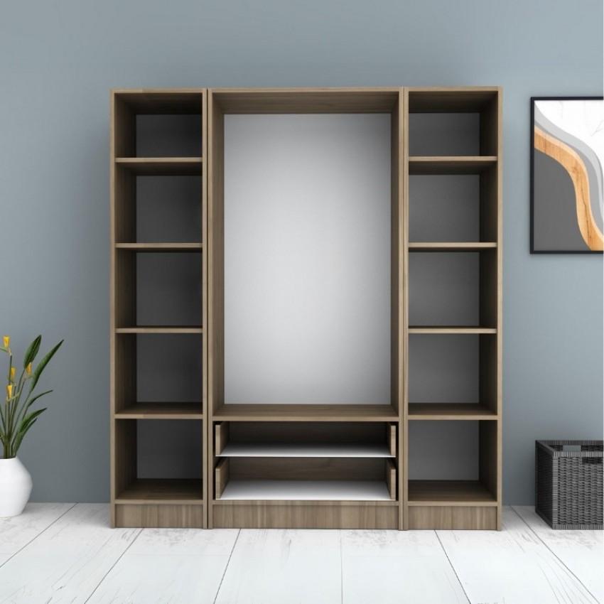 Ντουλάπα ρούχων Ricardo τετράφυλλη με συρτάρια χρώμα καρυδί 160x51,8x181εκ.