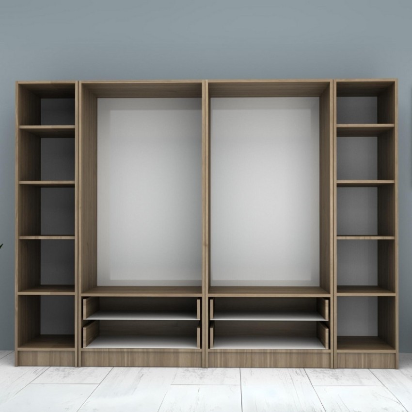 Ντουλάπα ρούχων Ricardo εξάφυλλη με συρτάρια χρώμα καρυδί 240x51,8x181εκ.