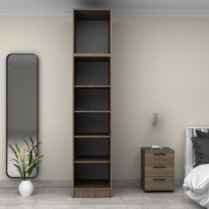 Ντουλάπα ρούχων Victoria μονόφυλλη με πατάρι χρώμα καρυδί 50x60x240εκ.