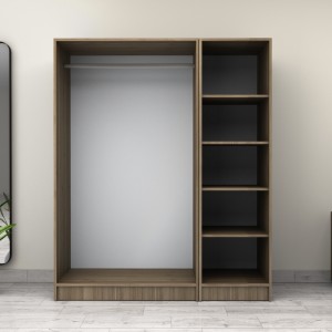 Ντουλάπα ρούχων Victoria τρίφυλλη χρώμα καρυδί 150x60x181εκ.