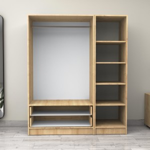 Ντουλάπα ρούχων Victoria τρίφυλλη με συρτάρια χρώμα φυσικό οξιάς 150x60x181εκ.