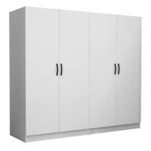 Ντουλάπα ρούχων Victoria τετράφυλλη χρώμα λευκό 200x60x181εκ.