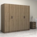 Ντουλάπα ρούχων Victoria τετράφυλλη χρώμα καρυδί 200x60x181εκ.