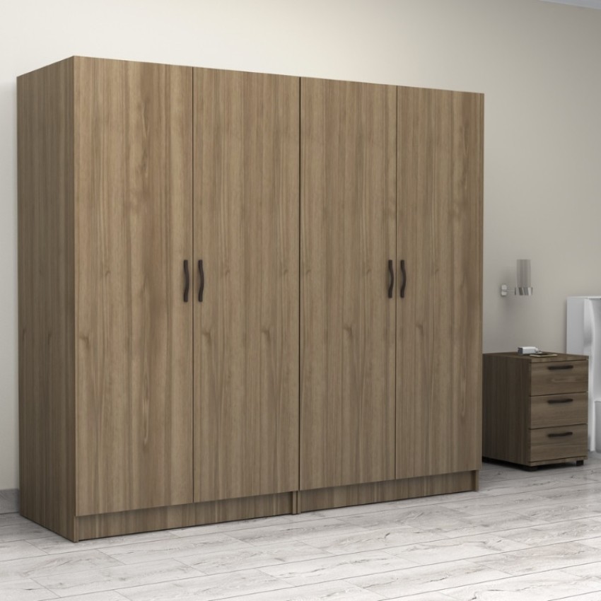 Ντουλάπα ρούχων Victoria τετράφυλλη χρώμα καρυδί 200x60x181εκ.