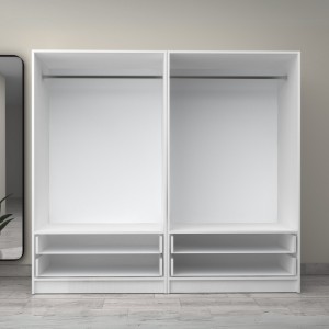 Ντουλάπα ρούχων Victoria τετράφυλλη με συρτάρια χρώμα λευκό 200x60x181εκ.