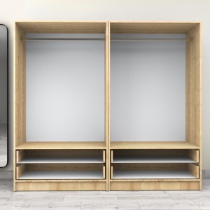 Ντουλάπα ρούχων Victoria τετράφυλλη με συρτάρια χρώμα φυσικό οξιάς 200x60x181εκ.