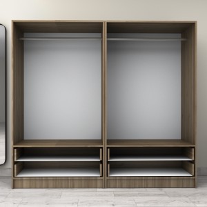 Ντουλάπα ρούχων Victoria τετράφυλλη με συρτάρια χρώμα καρυδί 200x60x181εκ.