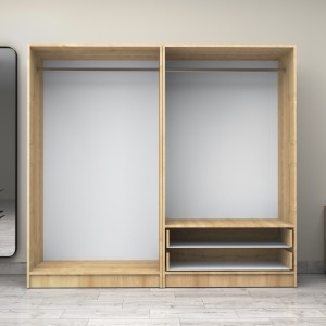 Ντουλάπα ρούχων Victoria τετράφυλλη με συρτάρια χρώμα φυσικό οξιάς 200x60x181εκ.