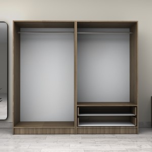 Ντουλάπα ρούχων Victoria τετράφυλλη με συρτάρια χρώμα καρυδί 200x60x181εκ.