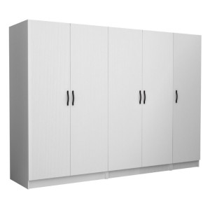 Ντουλάπα ρούχων Victoria πεντάφυλλη χρώμα λευκό 250x60x181εκ.