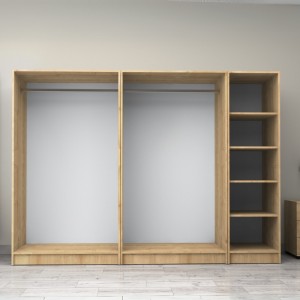 Ντουλάπα ρούχων Victoria πεντάφυλλη χρώμα φυσικό οξιάς 250x60x181εκ.