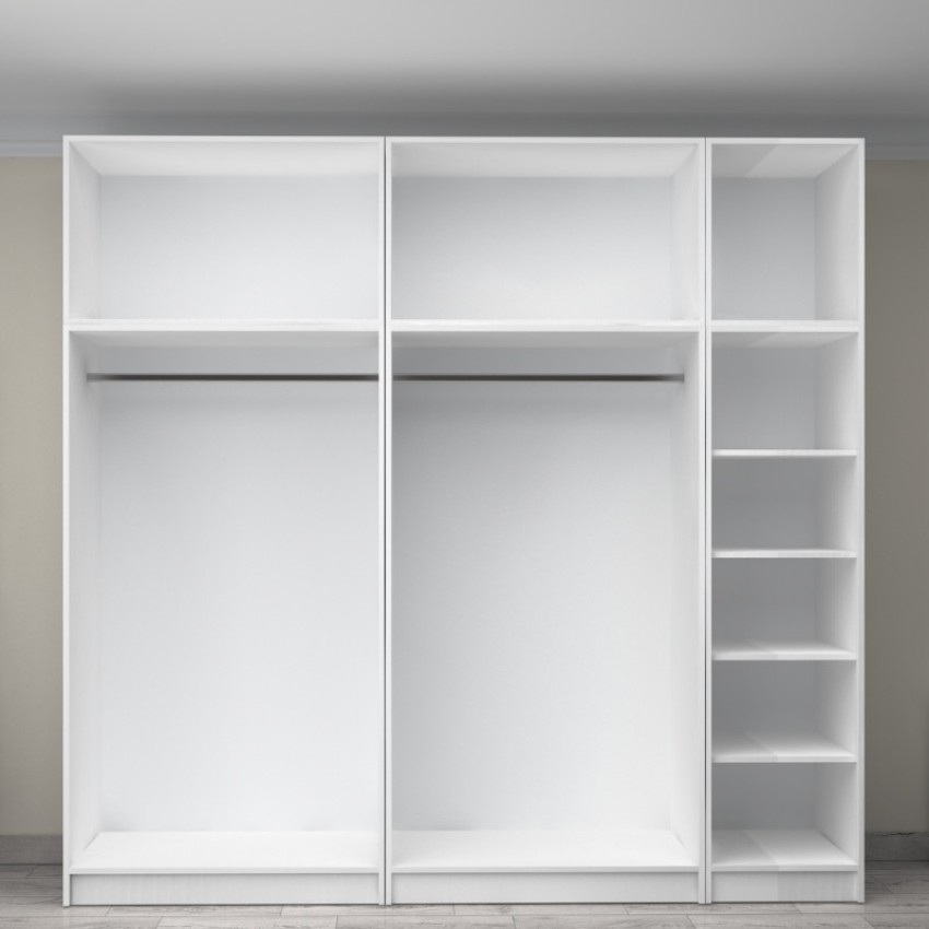 Ντουλάπα ρούχων Victoria πεντάφυλλη με πατάρι χρώμα λευκό 250x60x240εκ.