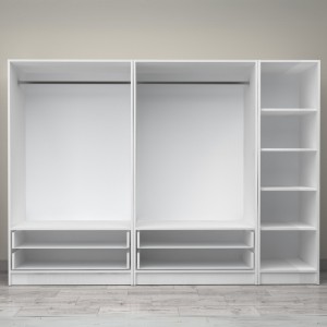 Ντουλάπα ρούχων Victoria πεντάφυλλη με συρτάρια χρώμα λευκό 250x60x181εκ.