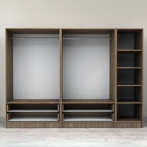 Ντουλάπα ρούχων Victoria πεντάφυλλη με συρτάρια χρώμα καρυδί 250x60x181εκ.