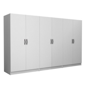 Ντουλάπα ρούχων Victoria εξάφυλλη χρώμα λευκό 300x60x181εκ.