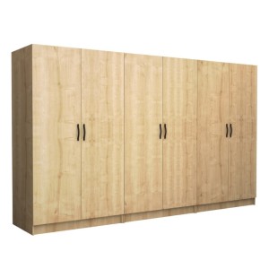 Ντουλάπα ρούχων Victoria εξάφυλλη χρώμα φυσικό οξιάς 300x60x181εκ.