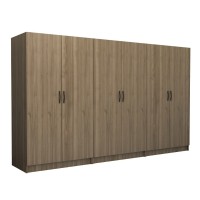 Ντουλάπα Ρούχων Victoria Εξάφυλλη Καρυδί 300x60x181 εκ.