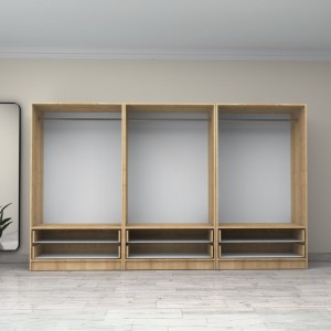 Ντουλάπα ρούχων Victoria εξάφυλλη με συρτάρια χρώμα φυσικό οξιάς 300x60x181εκ.