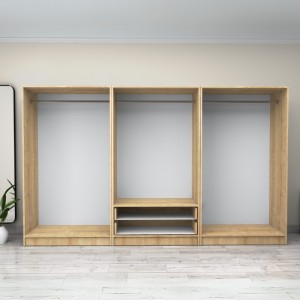 Ντουλάπα ρούχων Victoria εξάφυλλη με συρτάρια χρώμα φυσικό οξιάς 300x60x181εκ.