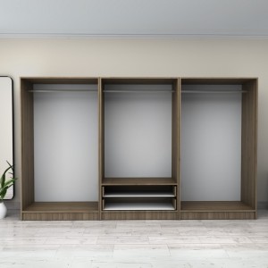 Ντουλάπα ρούχων Victoria εξάφυλλη με συρτάρια χρώμα καρυδί 300x60x181εκ.