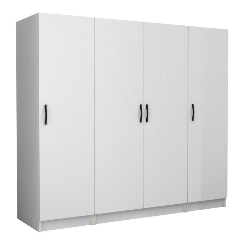 Ντουλάπα ρούχων Victoria τετράφυλλη χρώμα λευκό 200x60x181εκ.