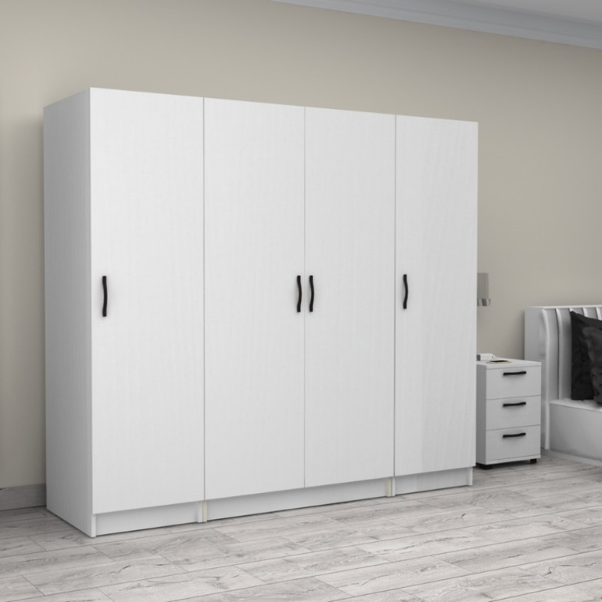 Ντουλάπα ρούχων Victoria τετράφυλλη χρώμα λευκό 200x60x181εκ.