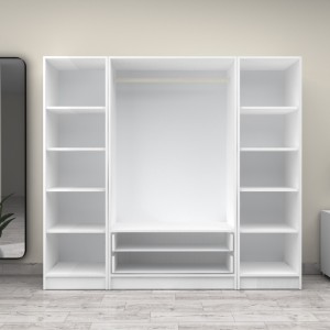 Ντουλάπα ρούχων Victoria τετράφυλλη με συρτάρια χρώμα λευκό 200x60x181εκ.