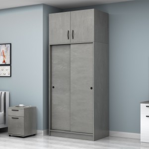 Ντουλάπα ρούχων Regio δίφυλλη συρόμενη με πατάρι χρώμα γκρι σκυροδέματος 100x60x240εκ.