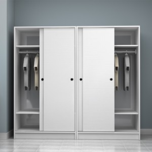 Ντουλάπα ρούχων Regio τετράφυλλη συρόμενη χρώμα λευκό 200x60x181εκ.