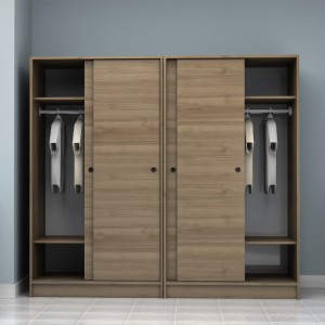 Ντουλάπα ρούχων Regio τετράφυλλη συρόμενη χρώμα καρυδί 200x60x181εκ.