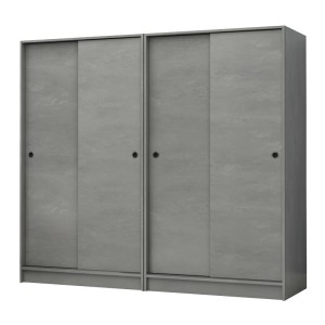 Ντουλάπα ρούχων Regio τετράφυλλη συρόμενη χρώμα γκρι σκυροδέματος 200x60x181εκ.