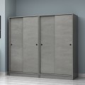 Ντουλάπα ρούχων Regio τετράφυλλη συρόμενη χρώμα γκρι σκυροδέματος 200x60x181εκ.